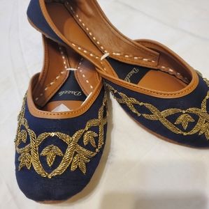 Vintage blue handmade flats/Khussa-8